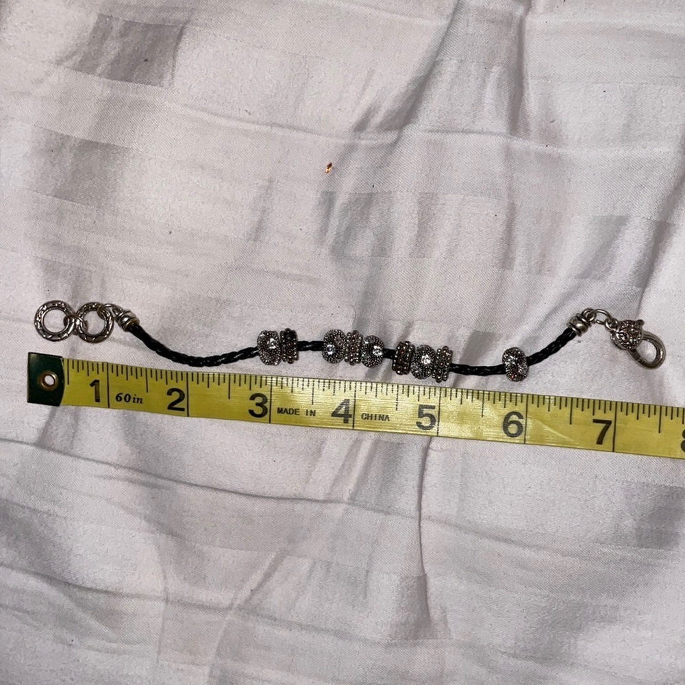 Rhinestone black bead chain link adjustable bracelet